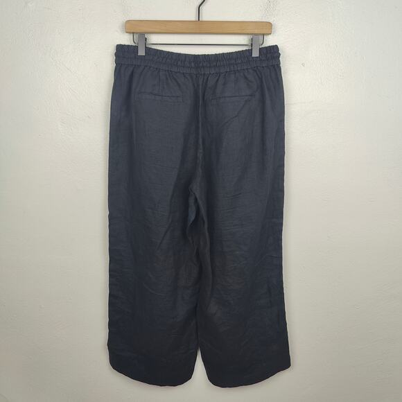 J Crew‎ Seaside Pants Womens Black 100% Linen Relaxed Beach Lightweight - Picture 5 of 9